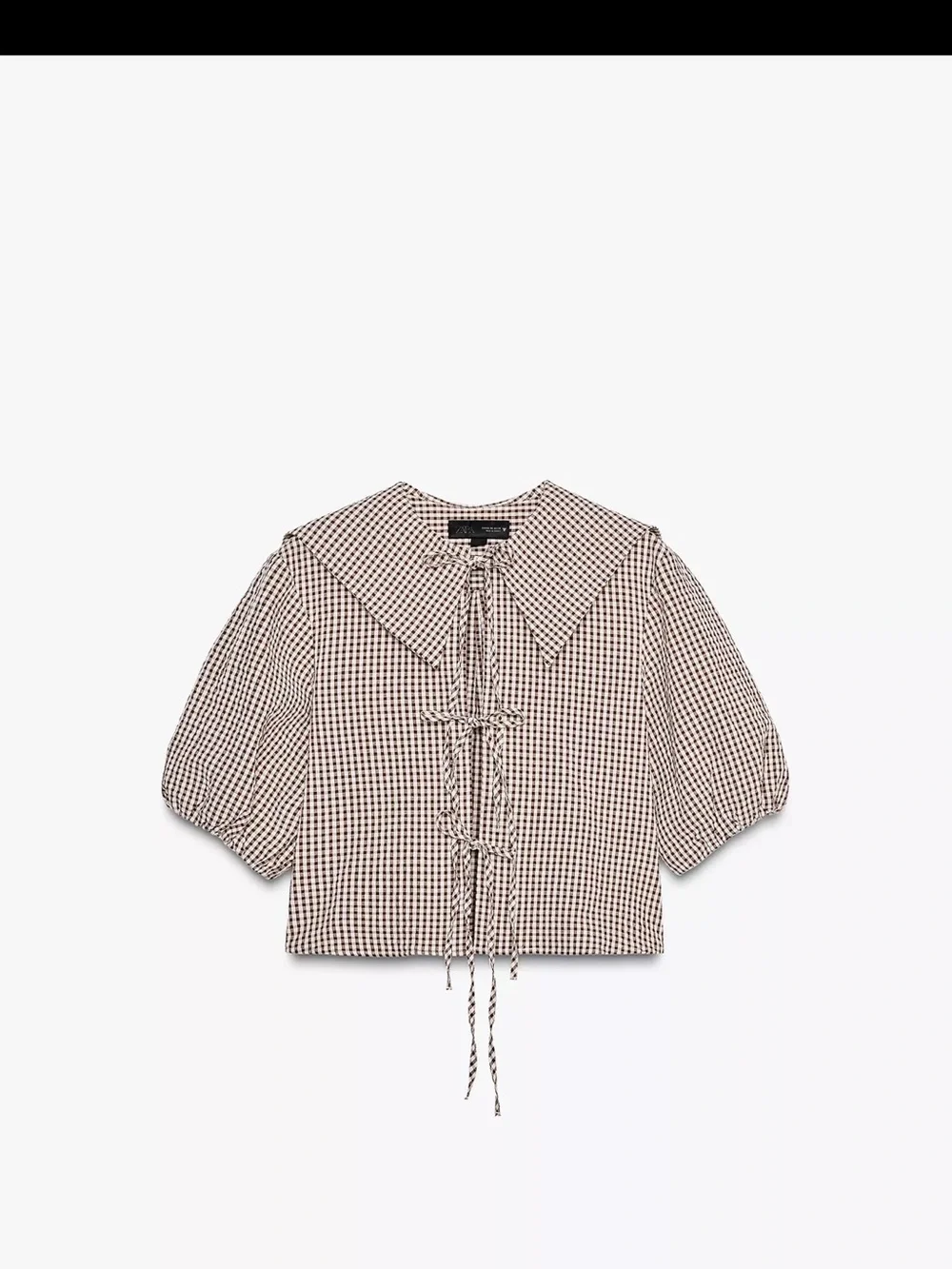 Zara BIB COLLAR GINGHAM SHIRT